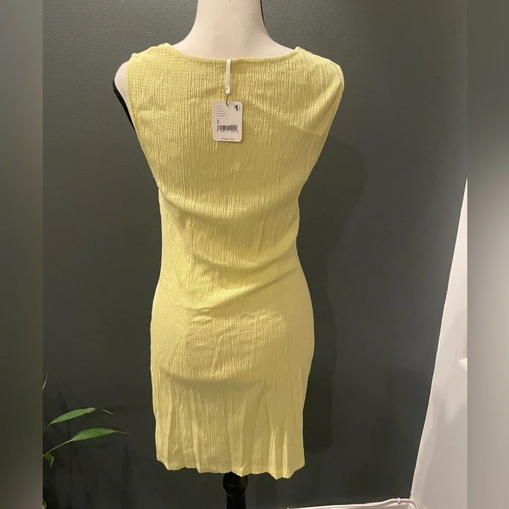 Free People Laila Cutout Mini Dress Small Lemon Yellow NWT